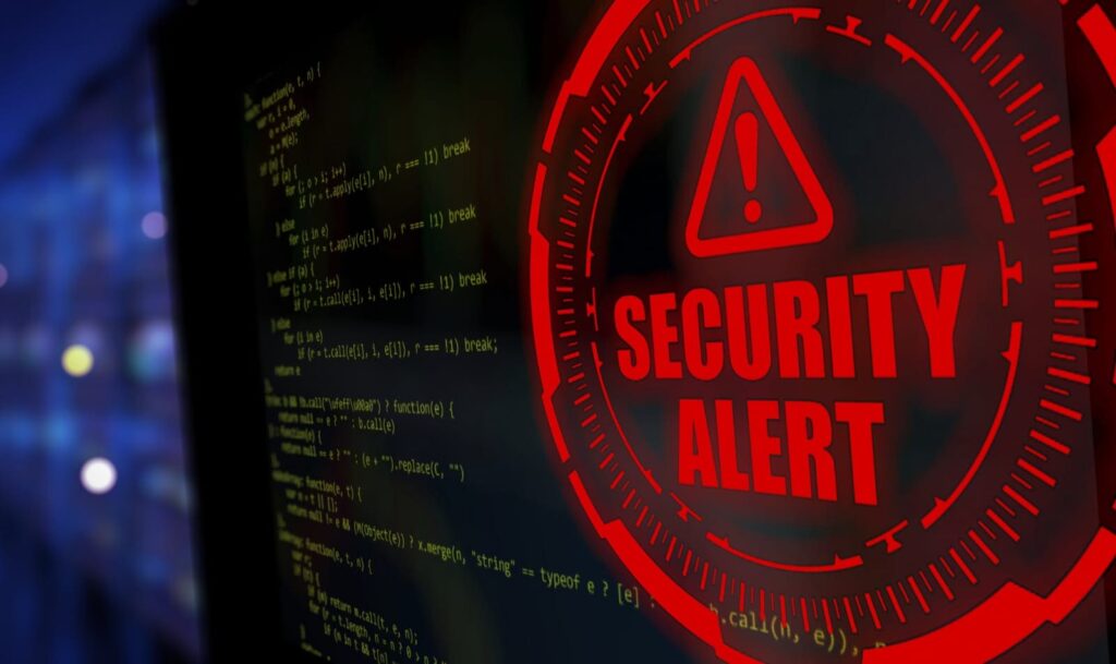 une alerte qui montre une faille de sécurité